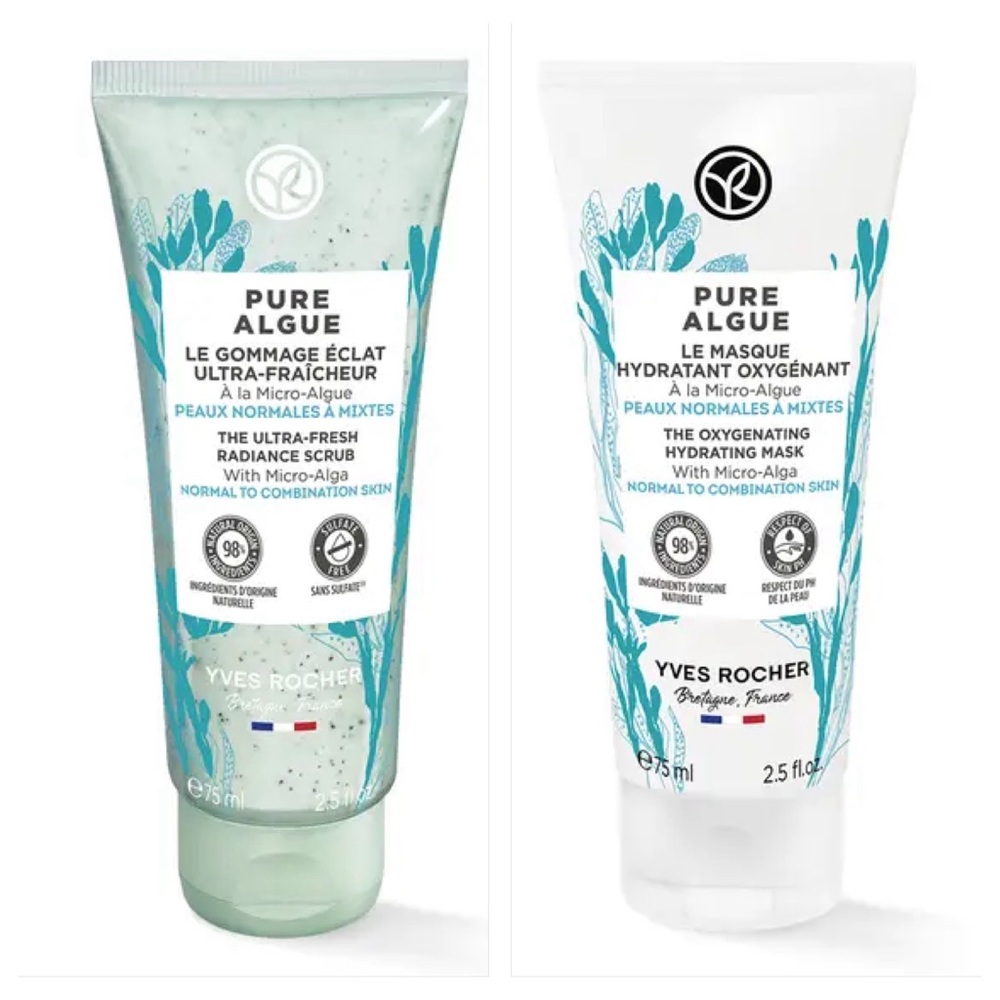 Yves Rocher Pure Algue Radiance Scrub and Hydrating Mask - 75ml